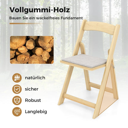 Saliekamo ēdamistabas krēslu komplekts, 2 gab., polsterēts sēdeklis, gumijkoks