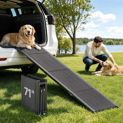 Folding Dog Car Ramp, 71 x 17 In, Non-Slip, 250 lb