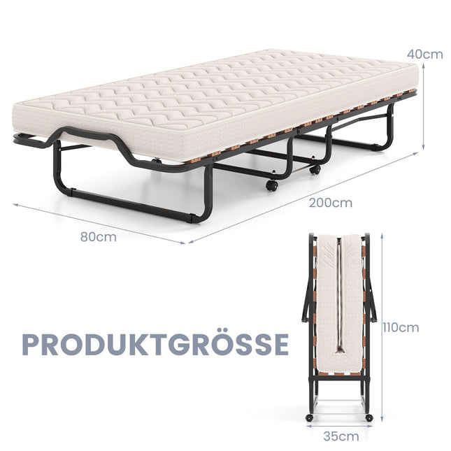 Saliekama viesu gulta 80x200 cm ar atmiņas putu matraci
