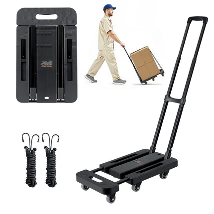 Folding Hand Truck, 500 lb Capacity, 6-Wheel Expandable Base