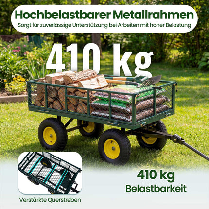 Saliekams, izturīgs metāla dārza ratiņi, 408 kg celtspēja, zaļš