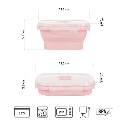 Salokāma pusdienu kaste, rozā, 355 ml, pārnēsājams trauks