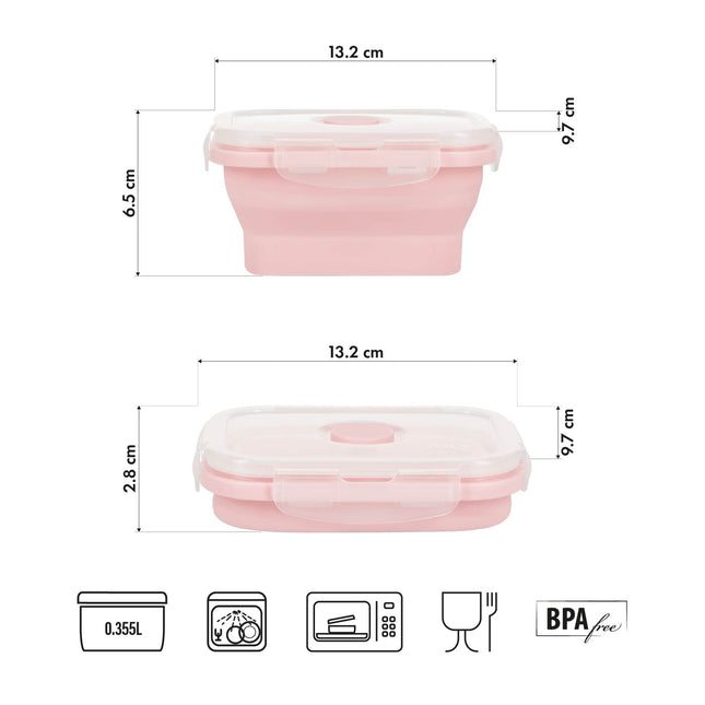 Salokāma pusdienu kaste, rozā, 355 ml, pārnēsājams trauks