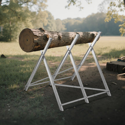 Folding Metal Sawhorse, 330 lb Capacity, Serrated Top