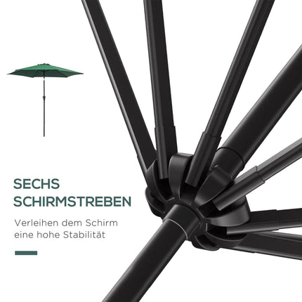 Dark green folding garden umbrella, aluminum, 2.7 m diameter