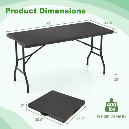 Saliekams piknika galds, HDPE koksnes imitācija, 152x70cm