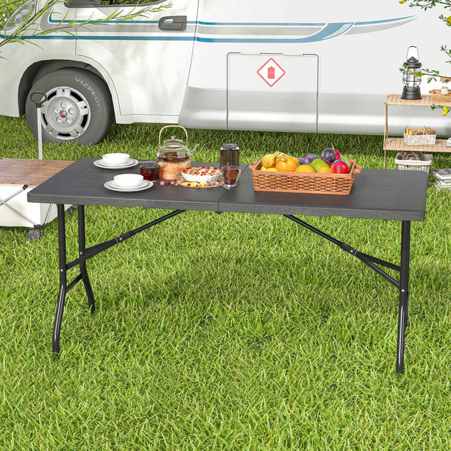 Saliekams piknika galds, HDPE koksnes imitācija, 152x70cm