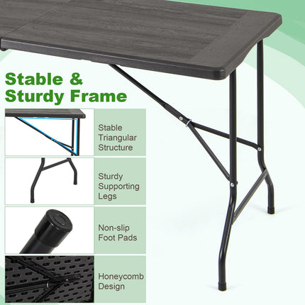 Saliekams piknika galds, HDPE koksnes imitācija, 152x70cm