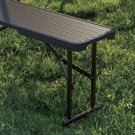 Saliekams piknika galdu komplekts, 3 daļas, melns, HDPE un metāls