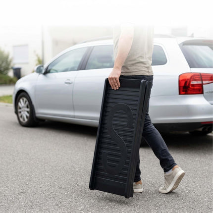 Salokāma plastmasas suņu rampa, melna, 154 cm gara