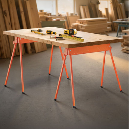 Folding Sawhorses 2-Pack, 660 lb, Steel, Non-Slip Feet
