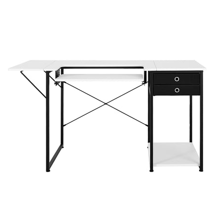 Folding Sewing Machine Table, 3 Drawers, Adjustable Shelf, Steel Legs