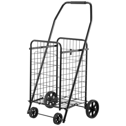 Folding Shopping Cart, Swivel Wheels, 90 lb Capacity