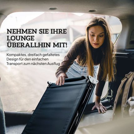 Saliekams sauļošanās krēsls ar sejas atveri, melns, tērauda rāmis