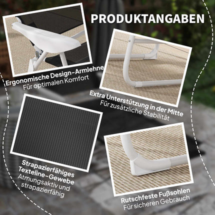 Saliekams, laikapstākļiem izturīgs dārza atpūtas krēsls ar regulējamu atzveltni