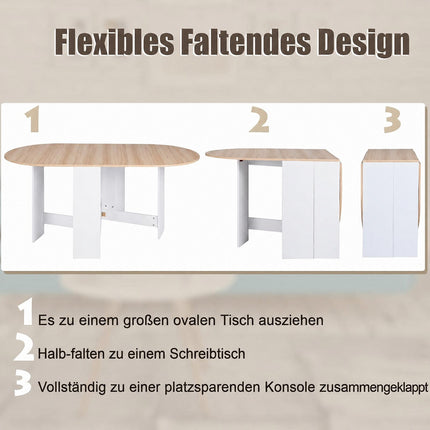 Saliekams balts galds 4-7 personām, 163x80x75 cm