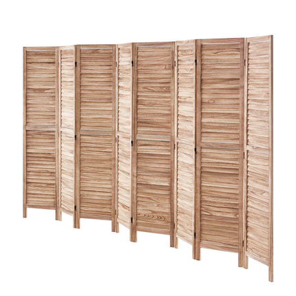 Folding Wood Room Divider, 8 Panel 66.9 In Louvered Screen