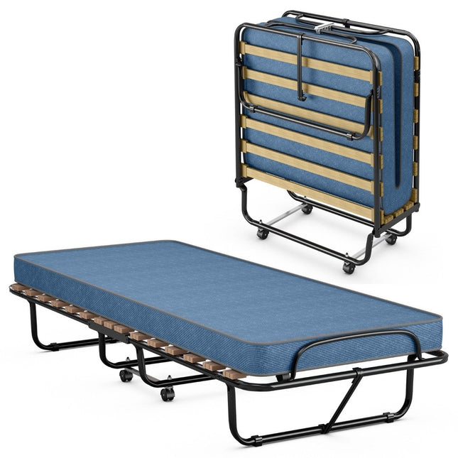 Saliekamā gulta ar matraci Pārvietojama un izrullējama viesu gulta 190 x 80 x 33 cm Zila Ražots Itālijā Izcelsmes valsts: Itālija