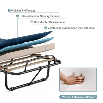 Saliekamā gulta ar matraci Pārvietojama un izrullējama viesu gulta 190 x 80 x 33 cm Zila Ražots Itālijā Izcelsmes valsts: Itālija