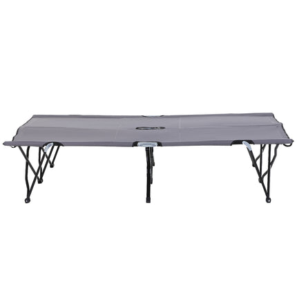 Kempinga gulta, saliekama 2 personām, kempinga gulta, saliekama gulta ar pārnēsāšanas somu, var izturēt līdz 136 kg, tērauda Oksfordas pelēka 193 x 125 x 40 cm