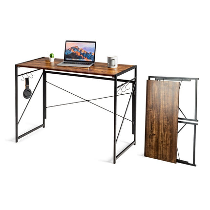 Saliekams datorgalds, darba galds ar metāla rāmi, klēpjdatora galds, kravnesība līdz 115 kg, 100 x 50 x 75 cm, rustikāli brūns
