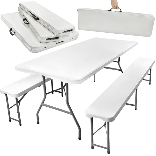 Saliekams dārza galds 180 cm + 2 soliņi
