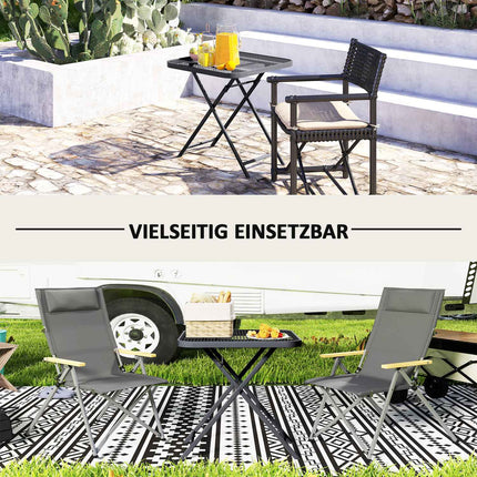 Weatherproof folding steel table - 70 x 70 cm, Black