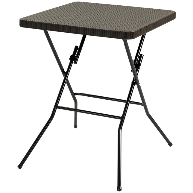 Folding garden table, Plastic & Metal, 60x60x74cm, Brown