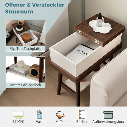 Saliekams dīvāna galds ar 180° nolokāmu virsmu 60 x 30 x 60 cm tumši brūns