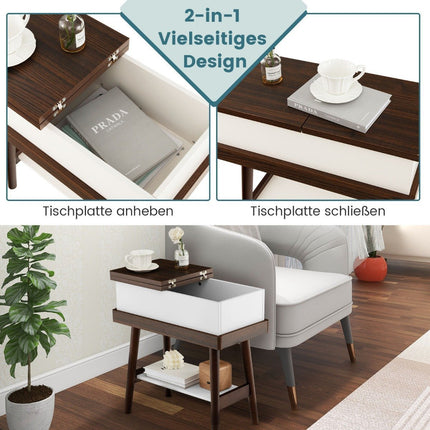 Saliekams dīvāna galds ar 180° nolokāmu virsmu 60 x 30 x 60 cm tumši brūns