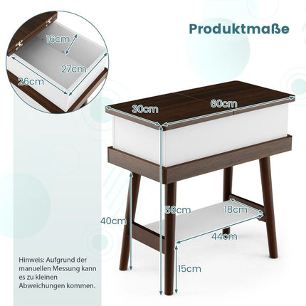 Saliekams dīvāna galds ar 180° nolokāmu virsmu 60 x 30 x 60 cm tumši brūns