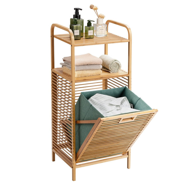 Izvelkams veļas grozs Izvelkams veļas grozs vannas istabas plauktam 40,5 x 33 x 95,5 cm dabīgā krāsā