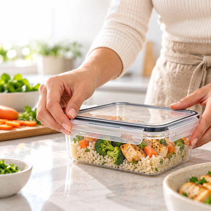 Food Storage Container Set of 7 with Airtight Click Lids, Freezer Safe, Clear