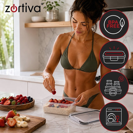 Food Storage Containers Set of 12 in 5 Sizes, BPA Free, Microwave Safe