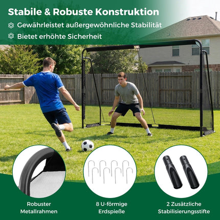 Futbola vārti, metāla rāmis un PE tīkls, 300 x 200 cm, melni