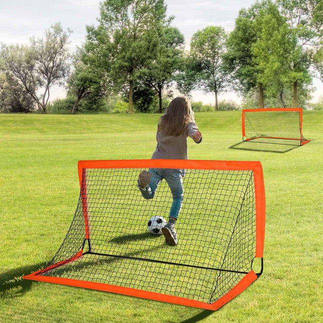 Futbola vārti, Futbola tīkls, 2 mini vārtu komplekts, salokāms, metāls, oksfordas audums, bērniem, āra lietošanai, oranžs, 183 x 90 x 90 cm