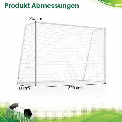 Futbola vārti ar izturīgu metāla rāmi un PE tīklu 300x204 cm