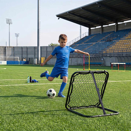 Futbola bumbas atlēkšanas grozs 85x85 cm, 5 leņķi, salokāms