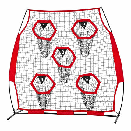 Football Throwing Net 6x6 ft, 5 Target Pockets, Carry Bag
