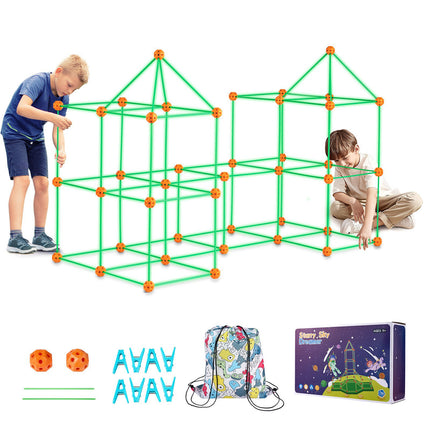 Fort Building Kit, 140-Piece Glow-In-The-Dark STEM Toy