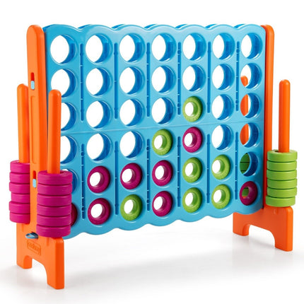 Četri vienā rindā spēle Četri vienā rindā spēle ar 42 jumbo riņķiem 120 x 42 x 104 cm zils + oranžs