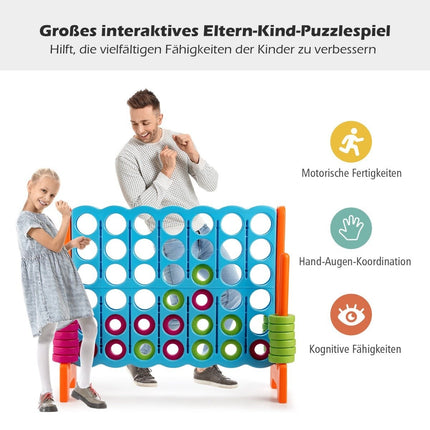 Četri vienā rindā spēle Četri vienā rindā spēle ar 42 jumbo riņķiem 120 x 42 x 104 cm zils + oranžs
