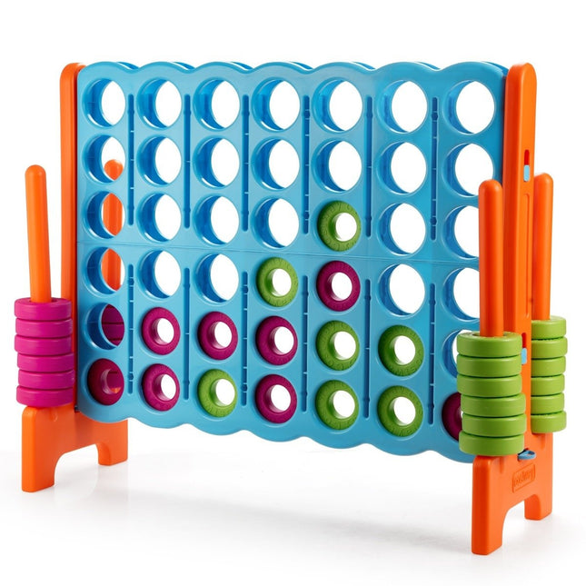 Četri vienā rindā spēle Četri vienā rindā spēle ar 42 jumbo riņķiem 120 x 42 x 104 cm zils + oranžs