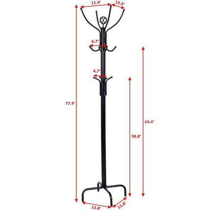 Brīvi stāvošs mēteļu pakaramais, 12 āķi, tērauda rāmis, 200 cm