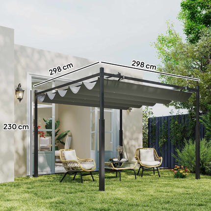 Brīvi stāvoša pergola 3x3m ar bīdāmu jumtu, UV izturīga