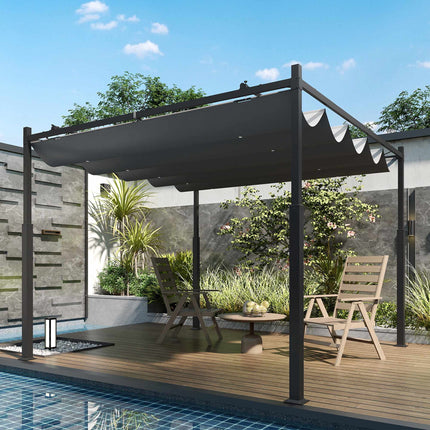 Brīvi stāvoša pergola 3x3m ar bīdāmu jumtu, UV izturīga