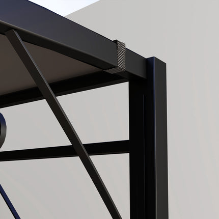Brīvi stāvoša pergola ar izvelkamu nojumi, tērauda rāmis