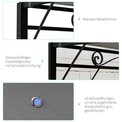 Brīvi stāvoša pergola ar izvelkamu nojumi, tērauda rāmis