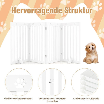Brīvi stāvoši mājdzīvnieku vārti, 4 paneļu salokāmi MDF, balti