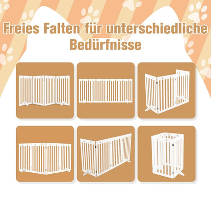 Brīvi stāvoši mājdzīvnieku vārti, 4 paneļu salokāmi MDF, balti